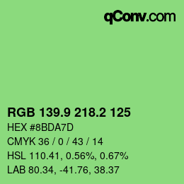 カラーコード: RGB 139.9 218.2 125 | qconv.com