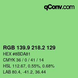 カラーコード: RGB 139.9 218.2 129 | qconv.com