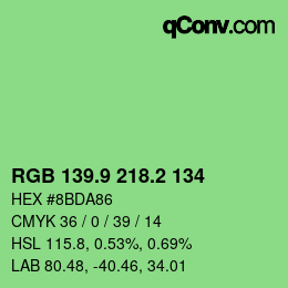 カラーコード: RGB 139.9 218.2 134 | qconv.com