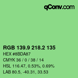 カラーコード: RGB 139.9 218.2 135 | qconv.com