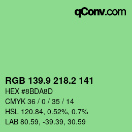 カラーコード: RGB 139.9 218.2 141 | qconv.com