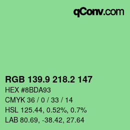 カラーコード: RGB 139.9 218.2 147 | qconv.com