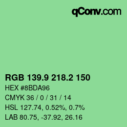 カラーコード: RGB 139.9 218.2 150 | qconv.com