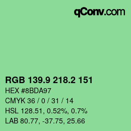 カラーコード: RGB 139.9 218.2 151 | qconv.com