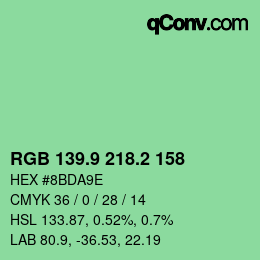 カラーコード: RGB 139.9 218.2 158 | qconv.com