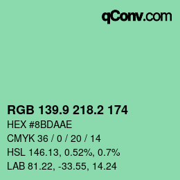 カラーコード: RGB 139.9 218.2 174 | qconv.com