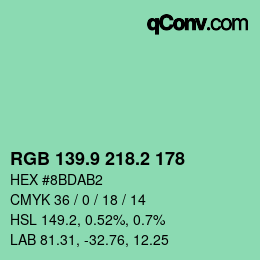 カラーコード: RGB 139.9 218.2 178 | qconv.com