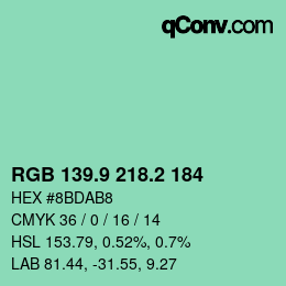 カラーコード: RGB 139.9 218.2 184 | qconv.com