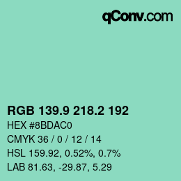 Color code: RGB 139.9 218.2 192 | qconv.com