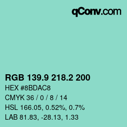 カラーコード: RGB 139.9 218.2 200 | qconv.com