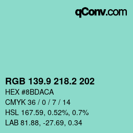 Color code: RGB 139.9 218.2 202 | qconv.com