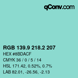 Color code: RGB 139.9 218.2 207 | qconv.com
