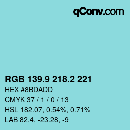 Color code: RGB 139.9 218.2 221 | qconv.com
