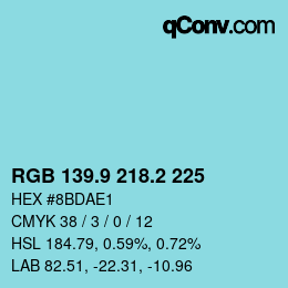 Color code: RGB 139.9 218.2 225 | qconv.com