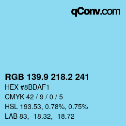 Código de color: RGB 139.9 218.2 241 | qconv.com