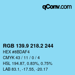 Color code: RGB 139.9 218.2 244 | qconv.com
