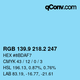 Color code: RGB 139.9 218.2 247 | qconv.com