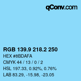 Farbcode: RGB 139.9 218.2 250 | qconv.com