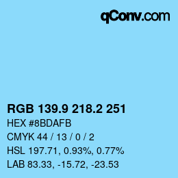 Color code: RGB 139.9 218.2 251 | qconv.com