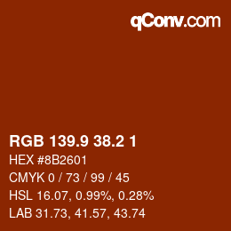 Color code: RGB 139.9 38.2 1 | qconv.com