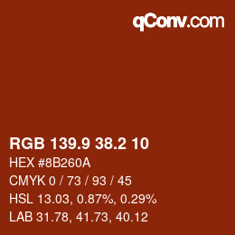 Color code: RGB 139.9 38.2 10 | qconv.com
