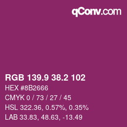 カラーコード: RGB 139.9 38.2 102 | qconv.com