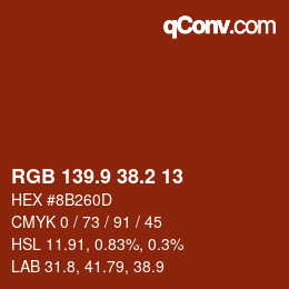 Color code: RGB 139.9 38.2 13 | qconv.com