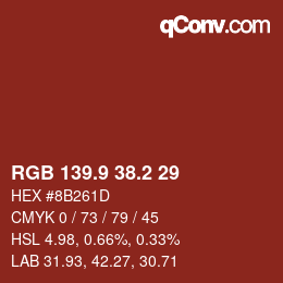 Color code: RGB 139.9 38.2 29 | qconv.com