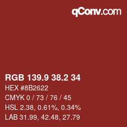 Color code: RGB 139.9 38.2 34 | qconv.com