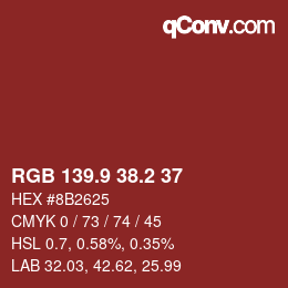 カラーコード: RGB 139.9 38.2 37 | qconv.com