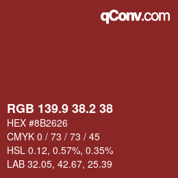 Color code: RGB 139.9 38.2 38 | qconv.com