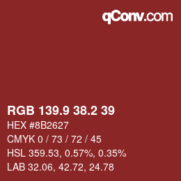 Color code: RGB 139.9 38.2 39 | qconv.com
