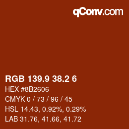 Color code: RGB 139.9 38.2 6 | qconv.com