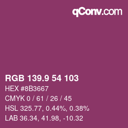 カラーコード: RGB 139.9 54 103 | qconv.com