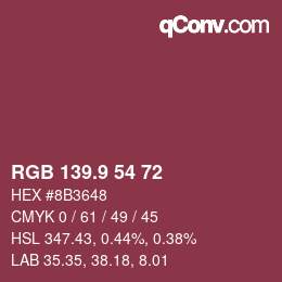 Color code: RGB 139.9 54 72 | qconv.com