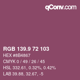カラーコード: RGB 139.9 72 103 | qconv.com