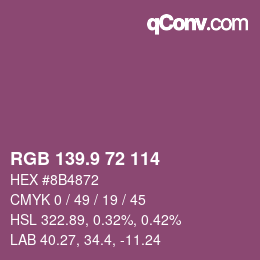 カラーコード: RGB 139.9 72 114 | qconv.com