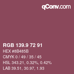 カラーコード: RGB 139.9 72 91 | qconv.com