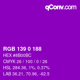 Color code: RGB 139 0 188 | qconv.com