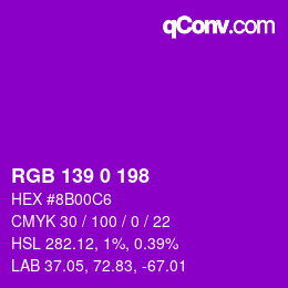 Farbcode: RGB 139 0 198 | qconv.com