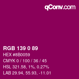 Color code: RGB 139 0 89 | qconv.com