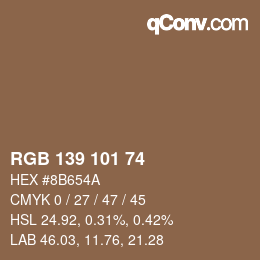 Código de color: RGB 139 101 74 | qconv.com