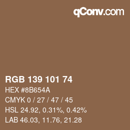 Código de color: RGB 139 101 74 | qconv.com