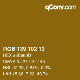 Color code: RGB 139 102 13 | qconv.com