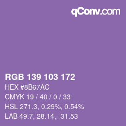 Color code: RGB 139 103 172 | qconv.com