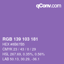 Color code: RGB 139 103 181 | qconv.com