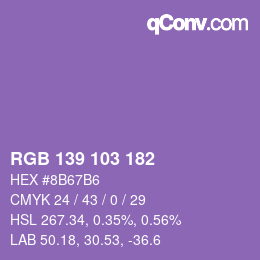 Color code: RGB 139 103 182 | qconv.com