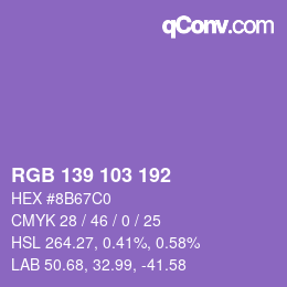 Color code: RGB 139 103 192 | qconv.com