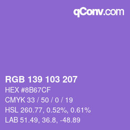 Color code: RGB 139 103 207 | qconv.com