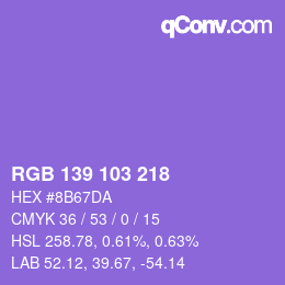 Color code: RGB 139 103 218 | qconv.com
